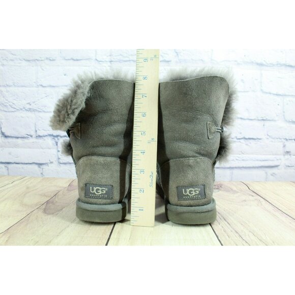 UGG Australia Gray Suede Shearling Lined Boot Bailey Button 5803 Size 6 - Picture 6 of 9